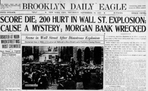Newspapers the day after the wall street bombing, 1920